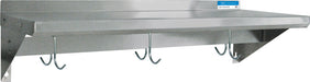 BK Resources BKWS-1296-PR 12" X 96" Stainless Steel T-304 18 Ga Wall Shelf With Pot Rack