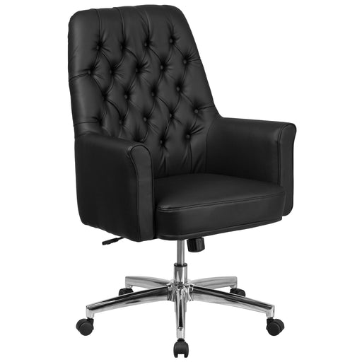 Black Mid-Back Leather Chair