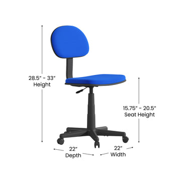 Royal Blue Low Back Task Chair