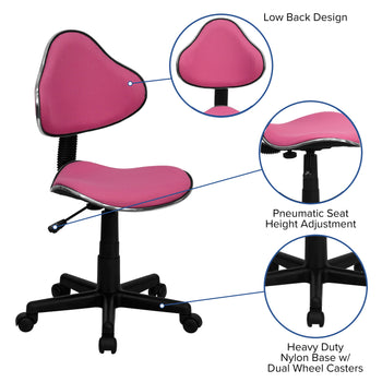 Pink Low Back Task Chair