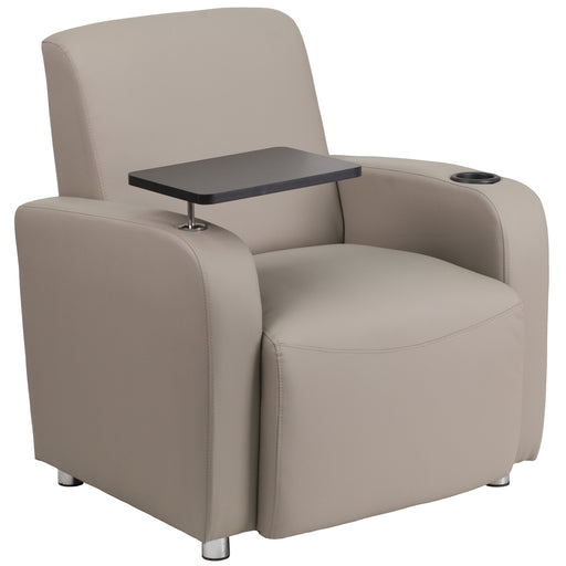 Gray Leather Tablet Chair