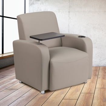 Gray Leather Tablet Chair