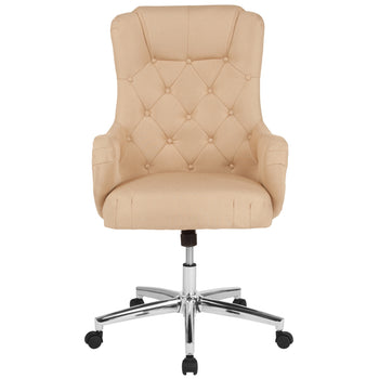 Beige Fabric High Back Chair