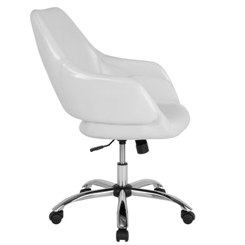 White Leather Mid-Back Chair