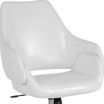 White Leather Mid-Back Chair