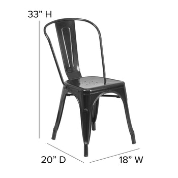 Black Metal Chair-Black Seat