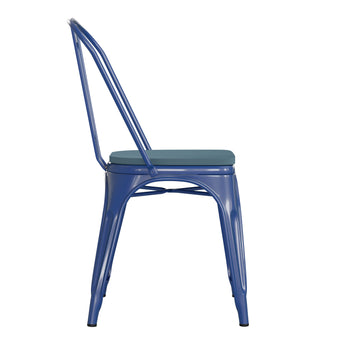 Blue Metal Chair-Teal Seat