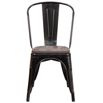 Aged Black Metal/Wood Chair
