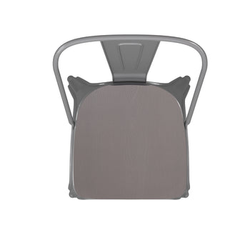 Silver Metal Chair-Gray Seat
