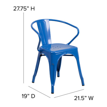 Blue Metal Chair With Arms
