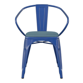 Blue Metal Chair-Teal Seat