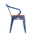Blue Metal Chair-Teak Seat