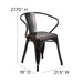 Aged Black Metal Chair-Arms