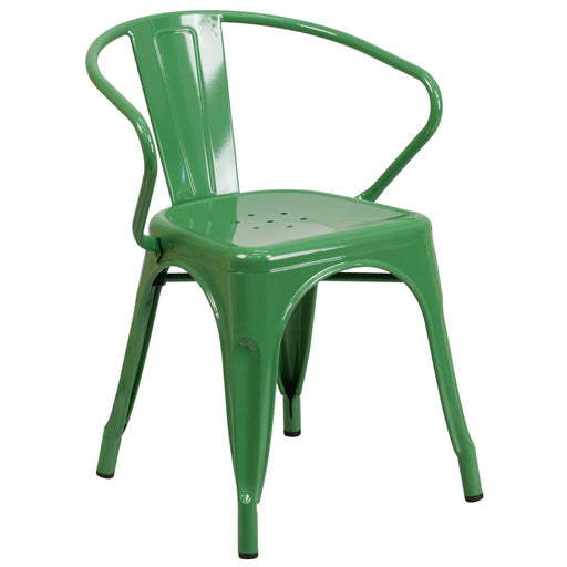 Green Metal Chair With Arms