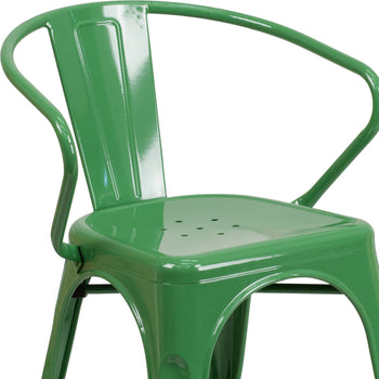 Green Metal Chair With Arms