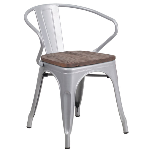 Silver Metal Chair With Arms