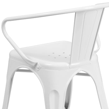 White Metal Chair With Arms