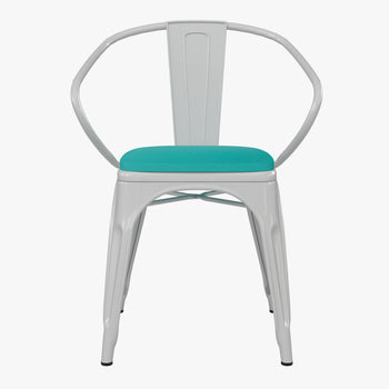 White Metal Chair-Mint Seat