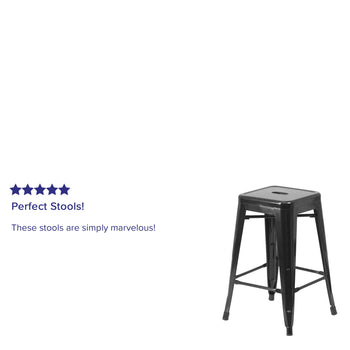 24" Black No Back Metal Stool