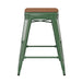 24" Green Stool-Teak Seat
