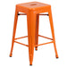 24" Orange No Back Metal Stool