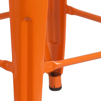 24" Orange No Back Metal Stool