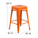 24" Orange Stool-Teak Seat