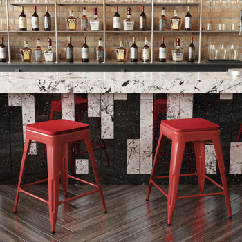 24" Red Stool-Red Seat