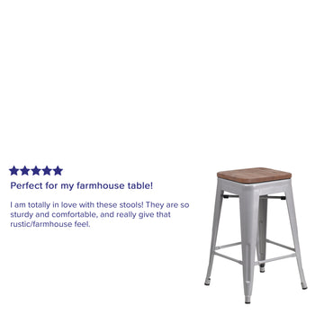24" Silver Metal Counter Stool