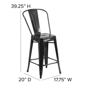 24" Black Stool-Black Seat