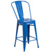 24" Blue Metal Outdoor Stool