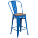 24" Blue Metal Counter Stool