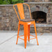 24" Orange Metal Counter Stool