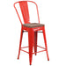 24" Red Metal Counter Stool