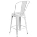 24" White Metal Outdoor Stool