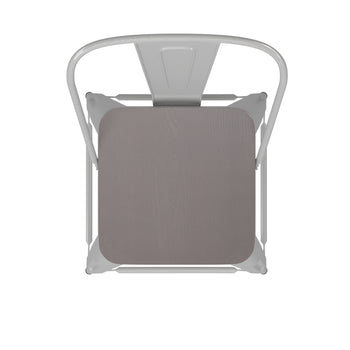 24" White Stool-Gray Seat