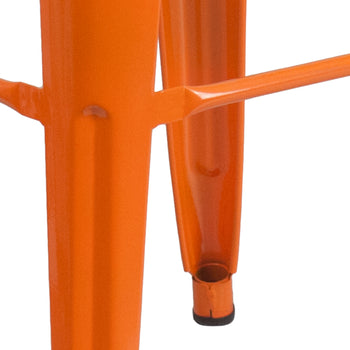 30" Orange No Back Metal Stool