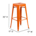 30" Orange Stool-Teak Seat