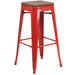 30" Red Metal Barstool