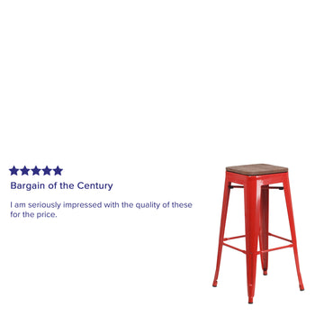 30" Red Metal Barstool
