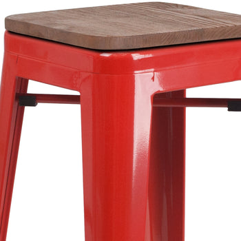 30" Red Metal Barstool