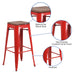 30" Red Metal Barstool