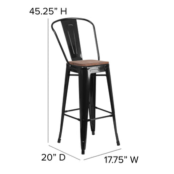 30" Black Metal Barstool