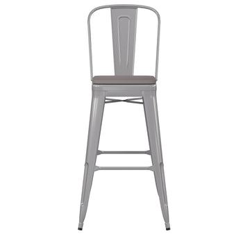 30" Silver Stool-Gray Seat
