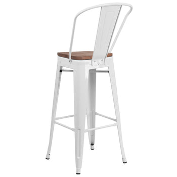 30" White Metal Barstool