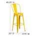 30" Yellow Stool-Teak Seat