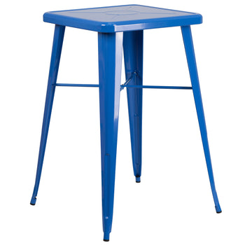 23.75SQ Blue Metal Bar Table