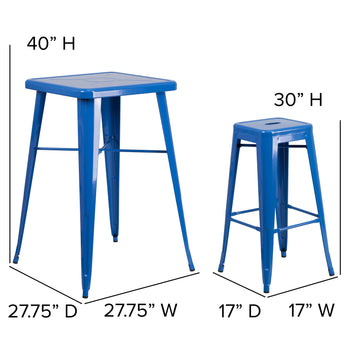 23.75SQ Blue Metal Bar Set