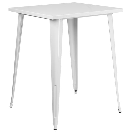 31.5SQ White Metal Bar Table