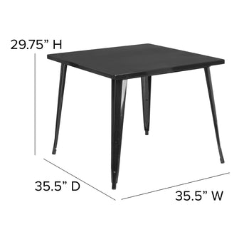 35.5SQ Black Metal Table